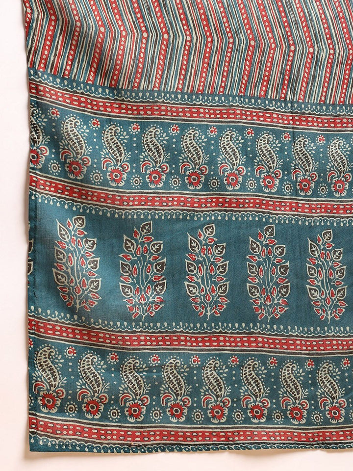 KALINI Ethnic Motifs Printed Mandarin Collar Kurta With Trousers & Dupatta