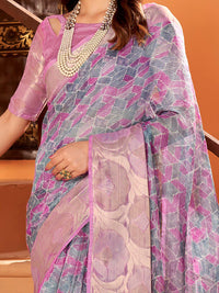 Saree mall Zari Organza Sungudi Sarees