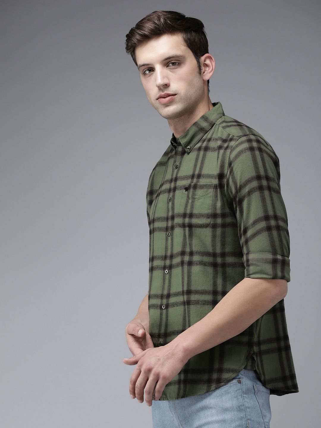 THE BEAR HOUSE Slim Fit Checked Pure Cotton Casual Shirt