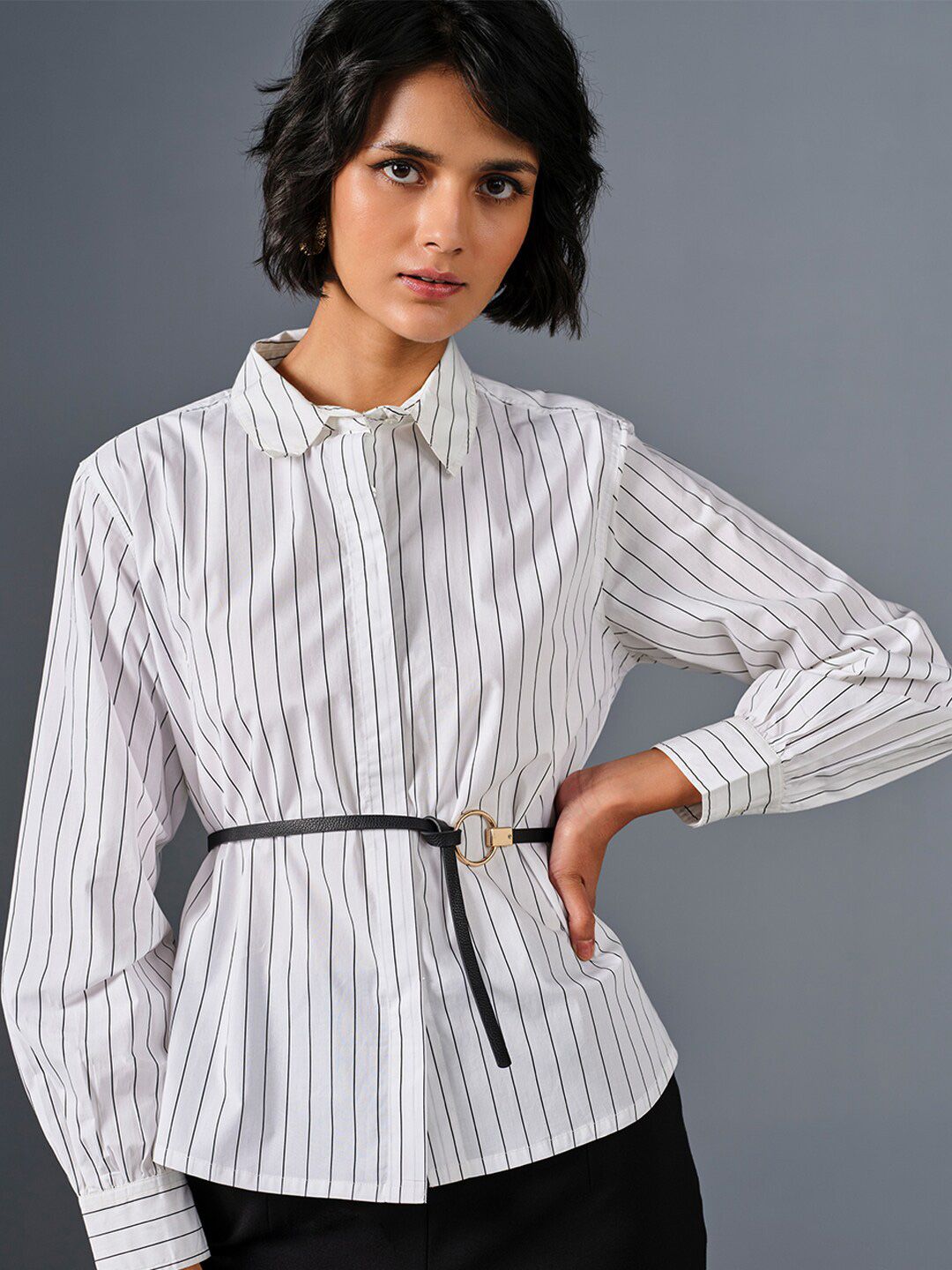 AND Striped Cotton Shirt Style Top