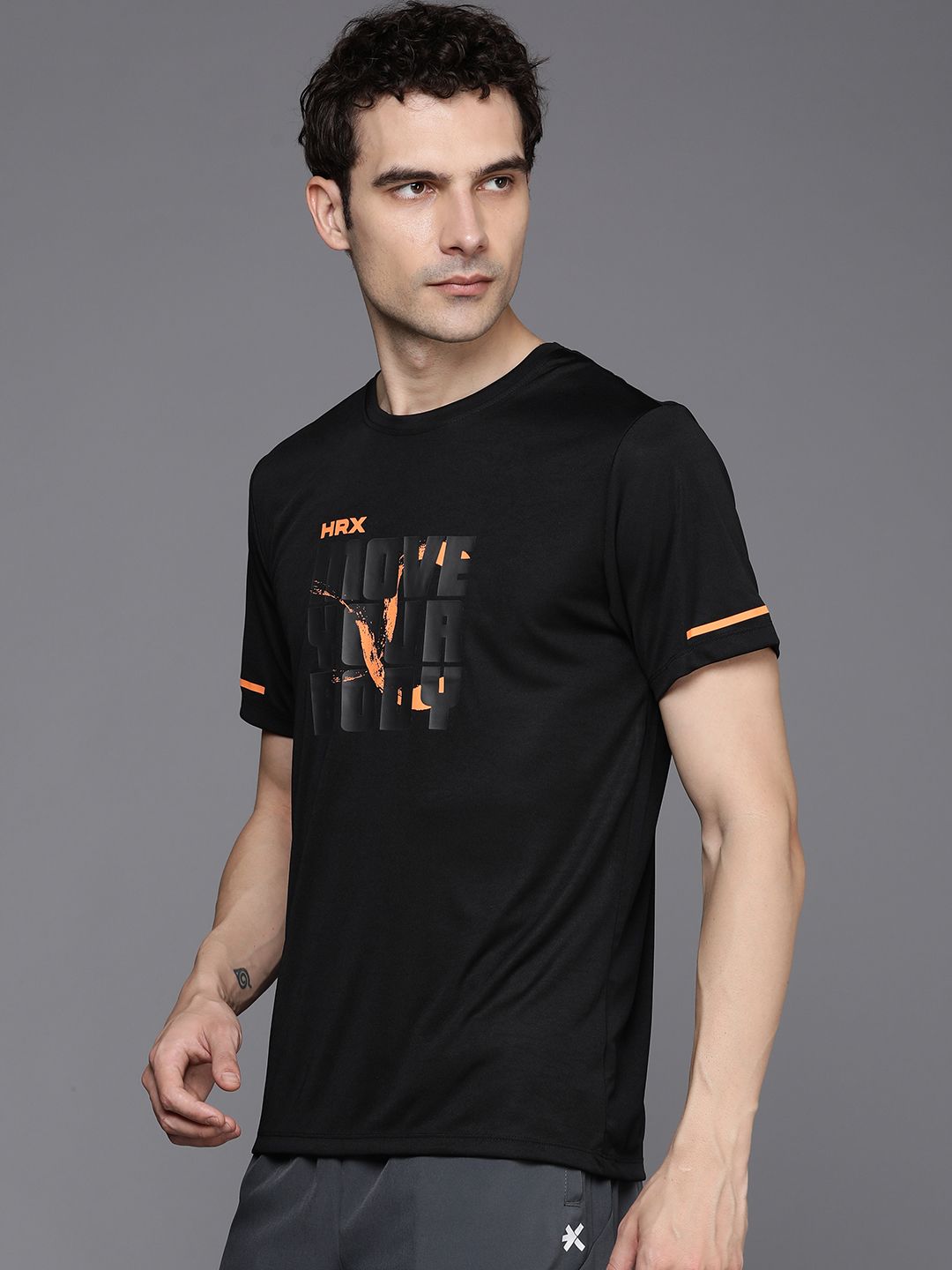 HRX by Hrithik Roshan Typography Printed Rapid-Dry Antimicrobial Training T-shirt