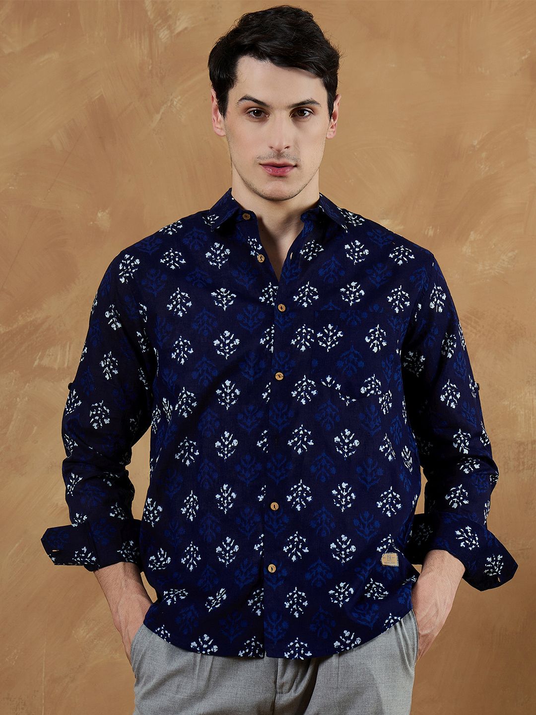 DENNISON Men Blue Regular Fit Printed Casual Shirt
