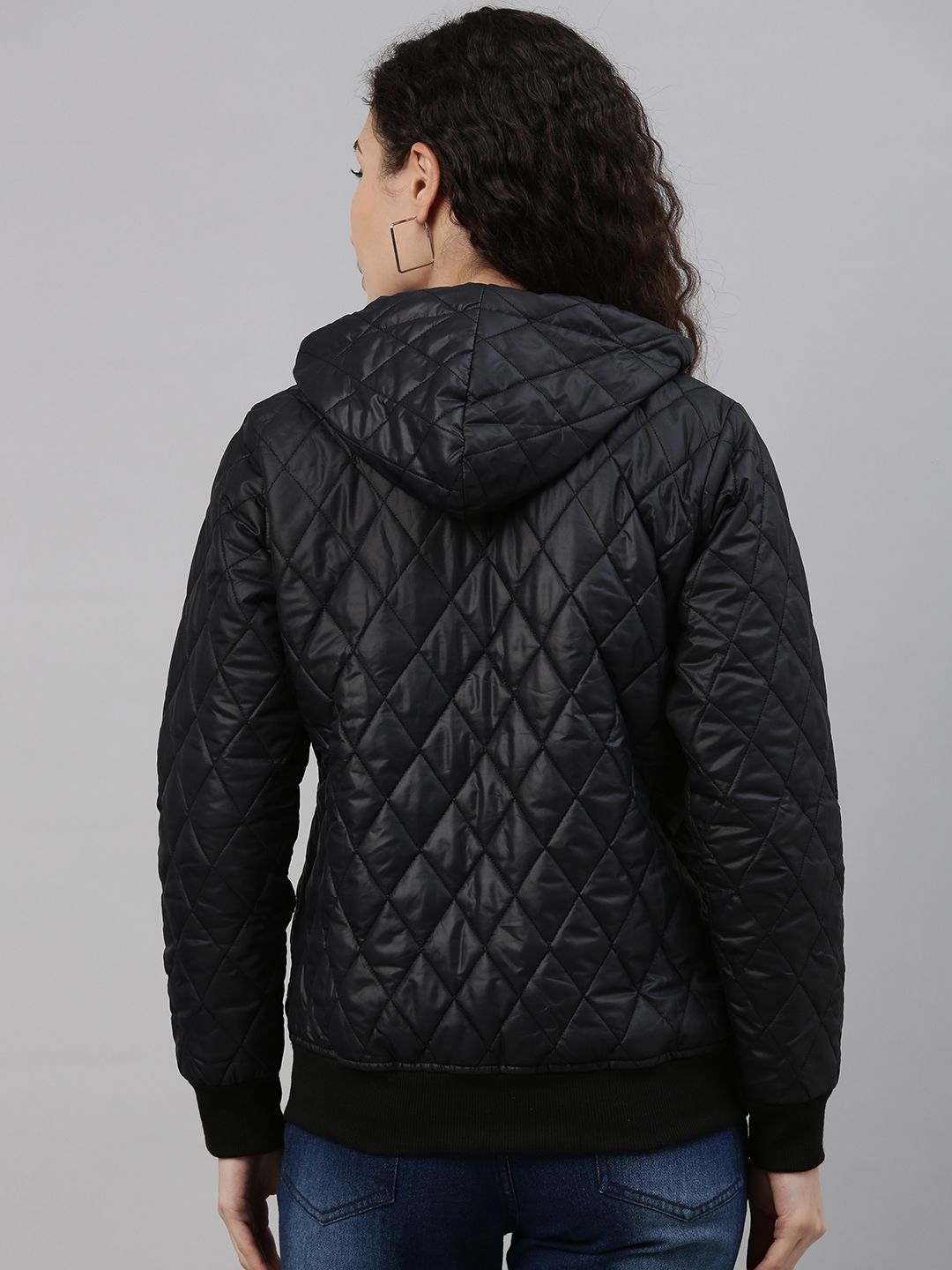 Kampus sutra wanita jaket selimut bertudung hitam