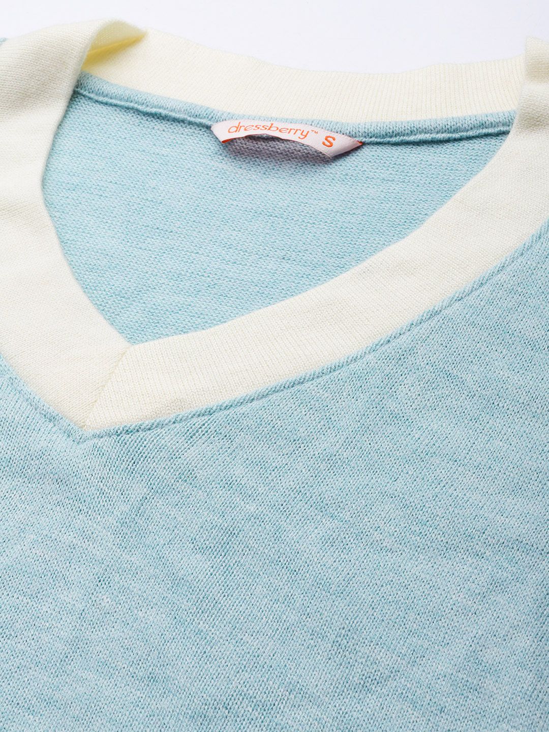 DressBerry Women Blue Melange Knitted Pullover