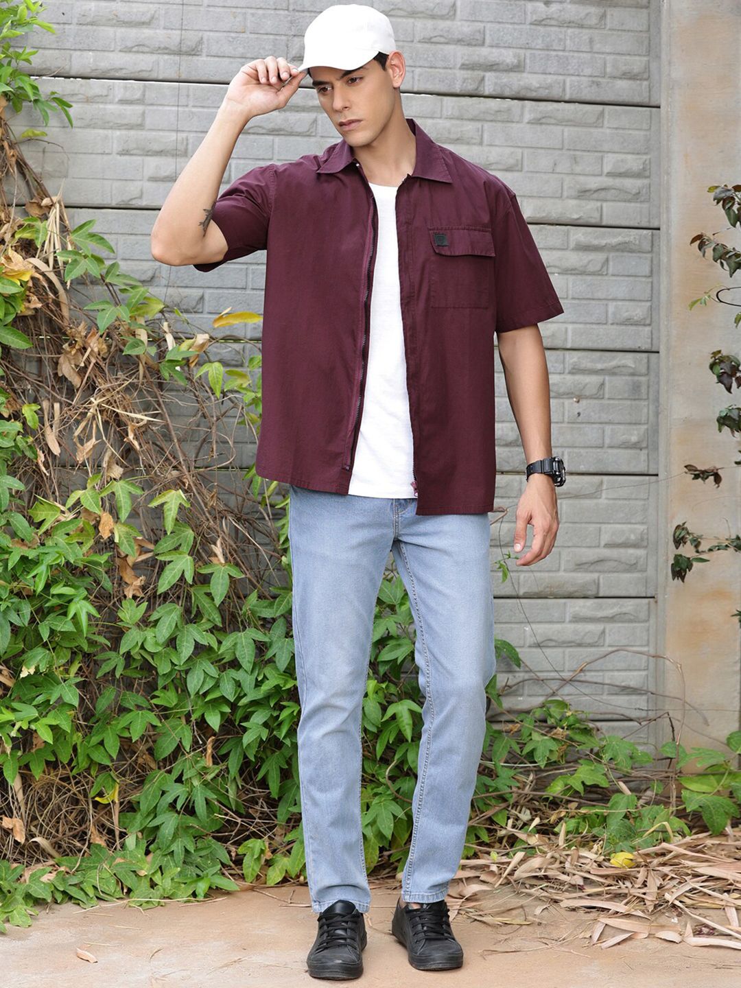 Thomas Scott Men Solid Premium Boxy Opaque Casual Shirt