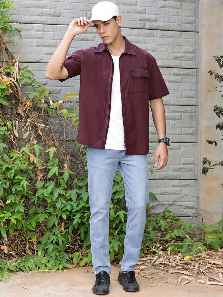 Thomas Scott Men Solid Premium Boxy Opaque Casual Shirt