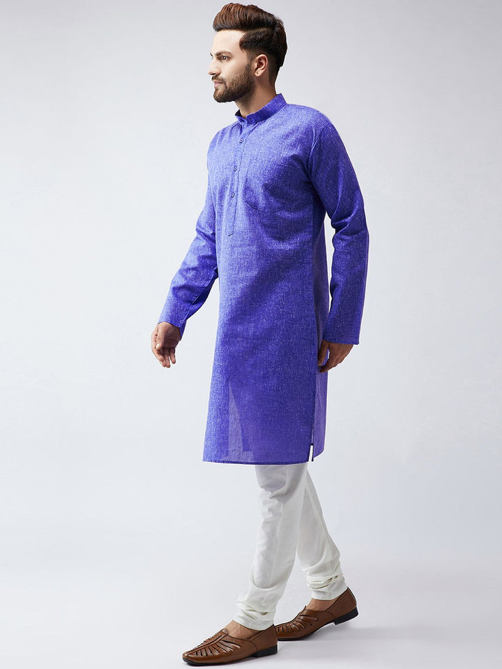SOJANYA Men Blue Woven Design Straight Kurta