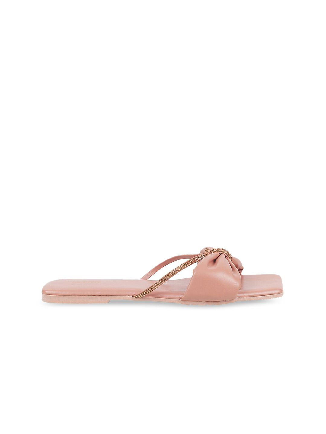 Metro Women Peach-Coloured Embellished Open Toe Flats