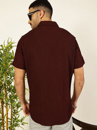 Thomas Scott Men Premium Spread Collar Textured Casual Shirt