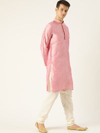 SOJANYA Men Pink Solid Kurta Lurus