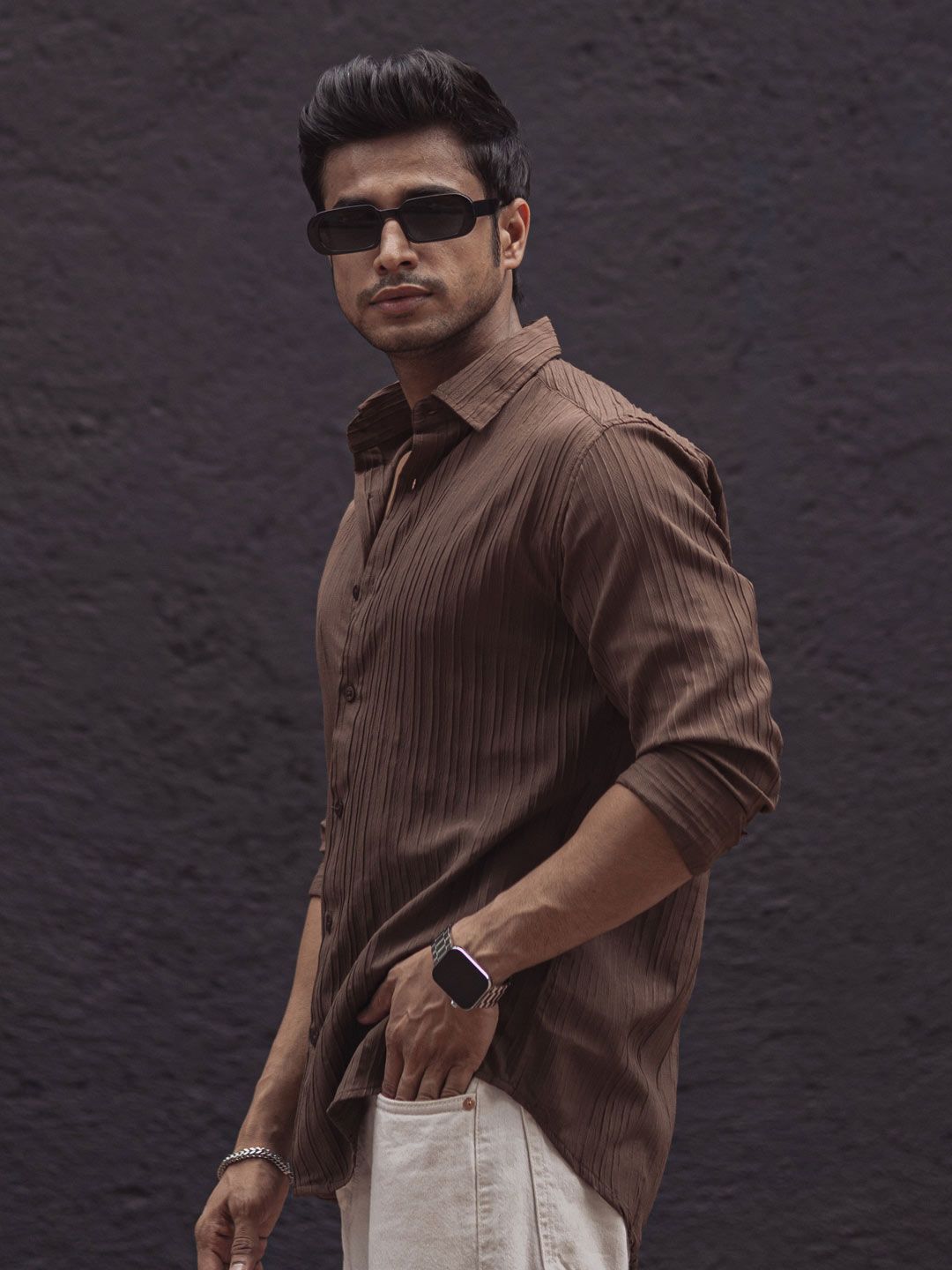 Powerlook India Slim Striped Spread Collar Shirt