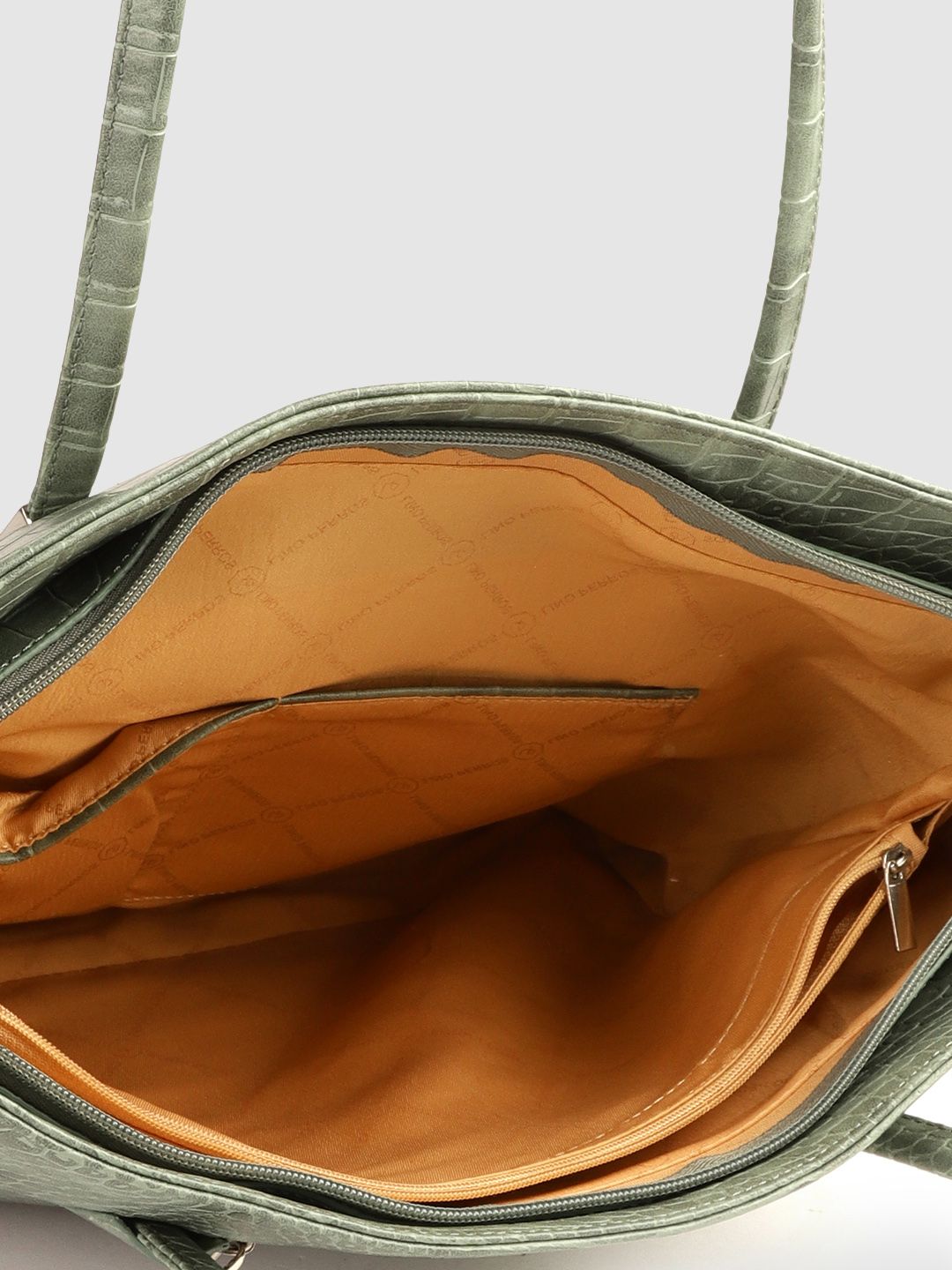 Lino Perros Green Textured PU Structured Laptop Bag