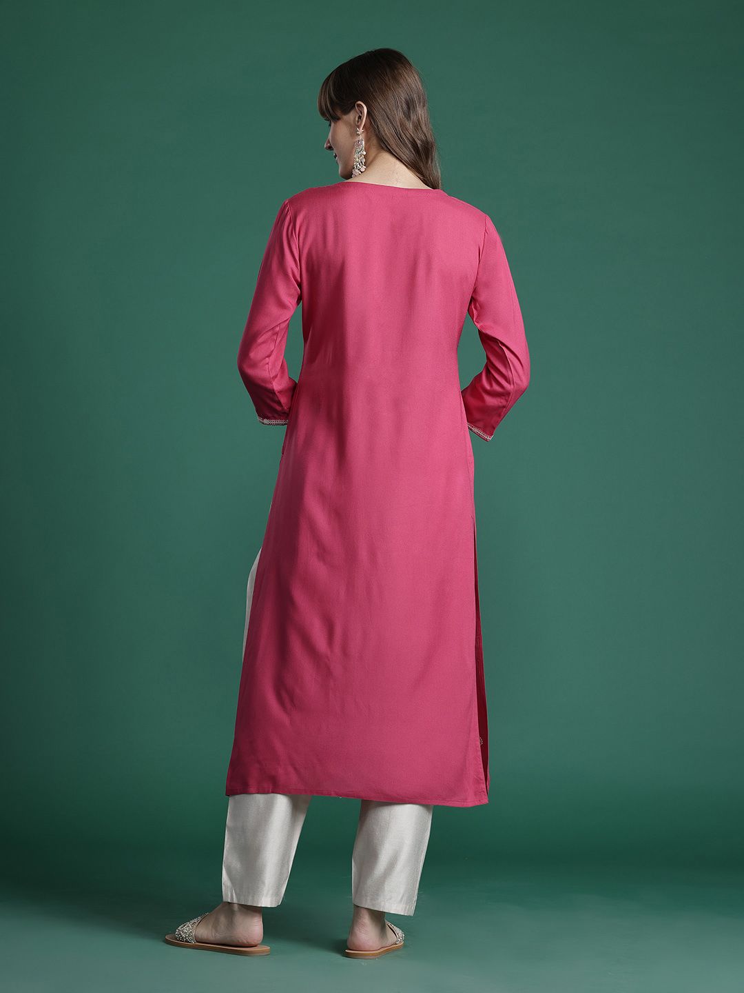 Indo Era Floral Embroidered Thread Work Kurta