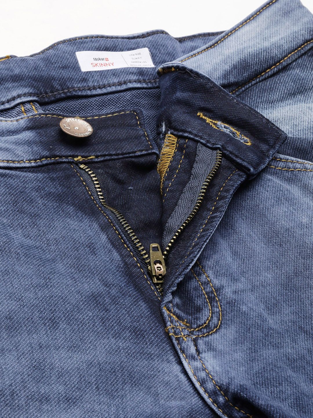 SPYKAR Men Skinny Fit Low-Rise Heavy Fade Stretchable Jeans