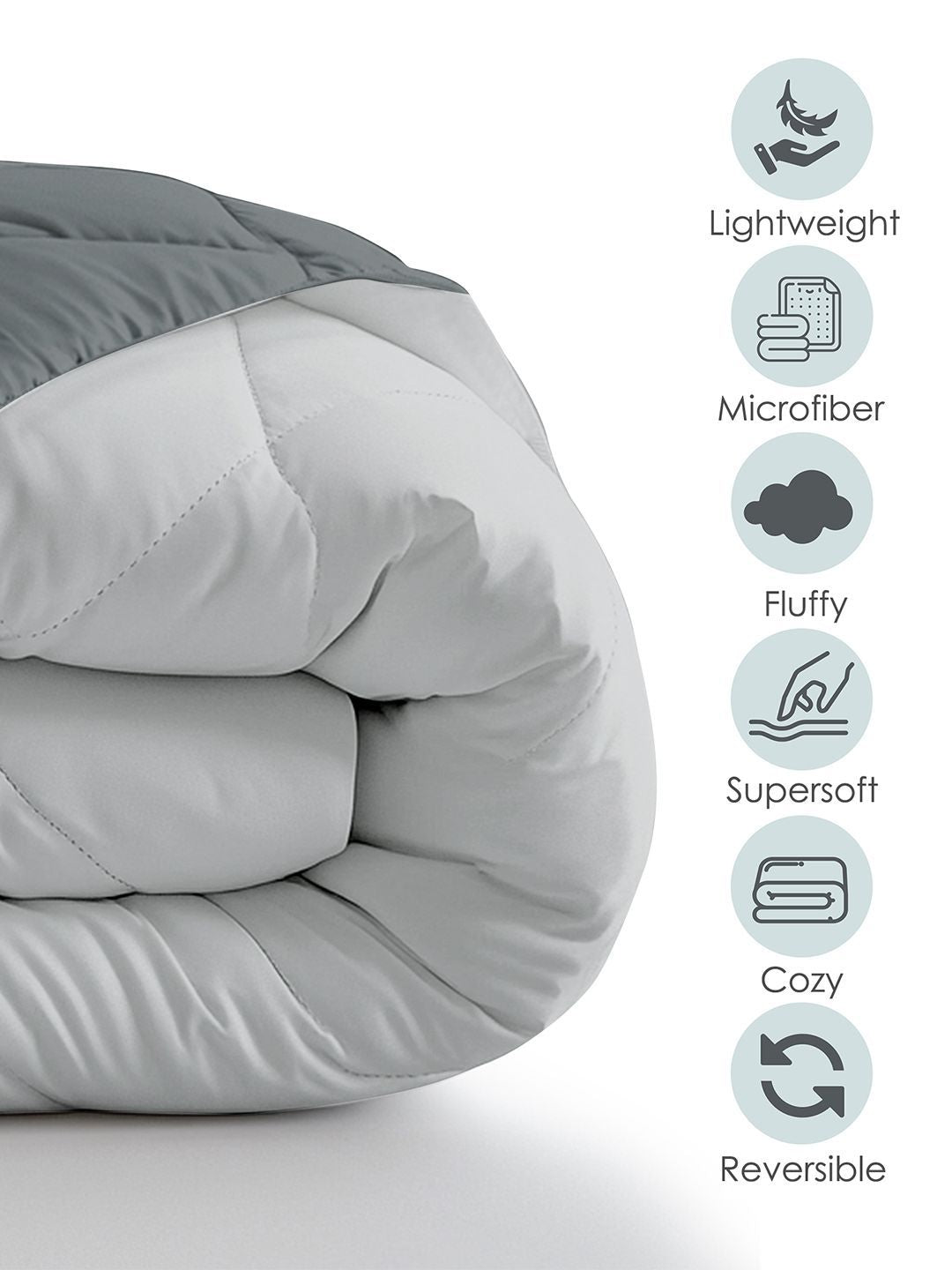 Story@home Melange & Grey Solid Reversible 240 GSM Heavy Winter Double Bed Comforter
