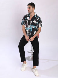 Bene Kleed Men Abstract Printed Cuban Collar Casual Shirt