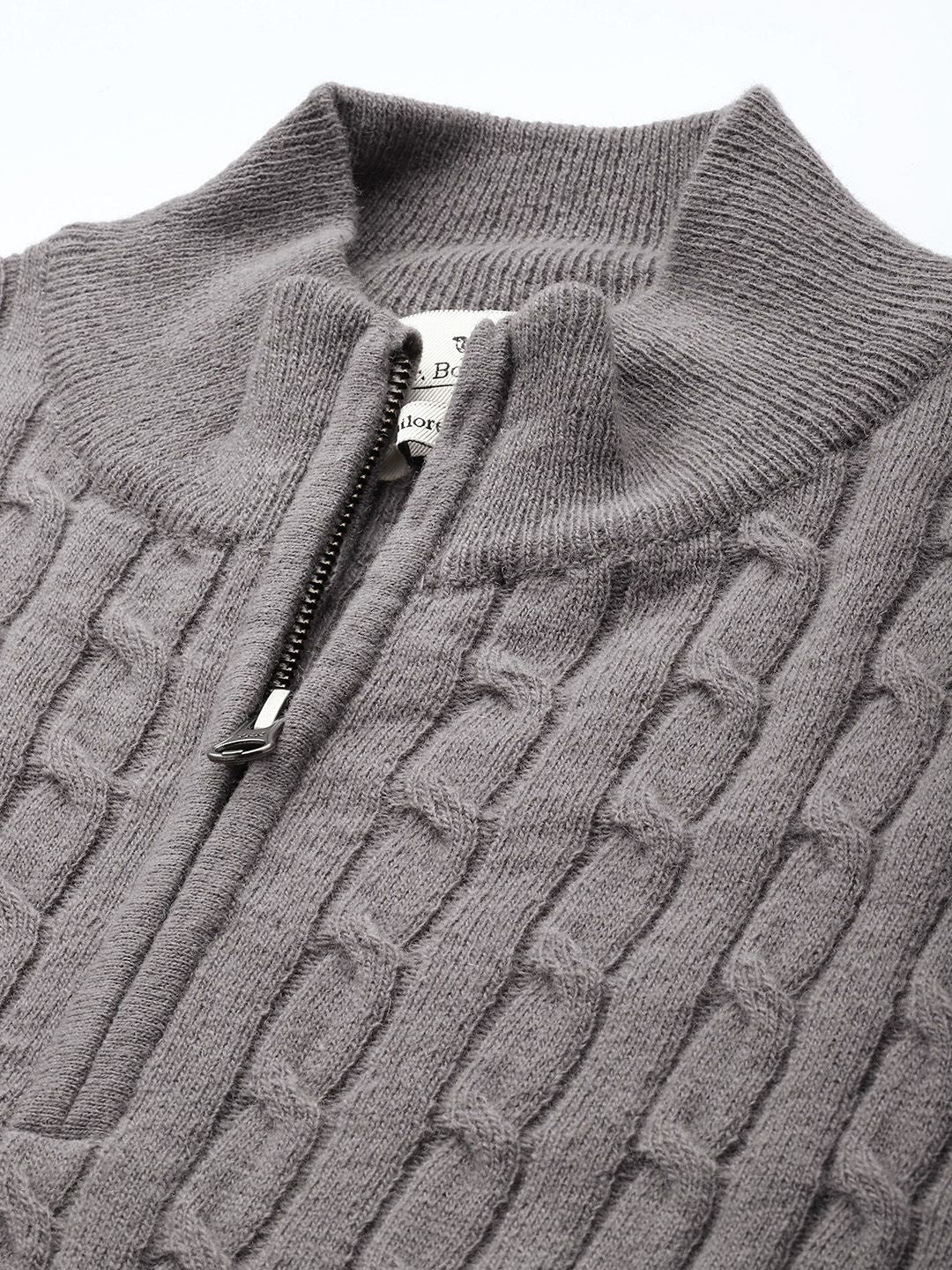 Mr Bowerbird Mock Collar Cable Knit Pullover Sweater
