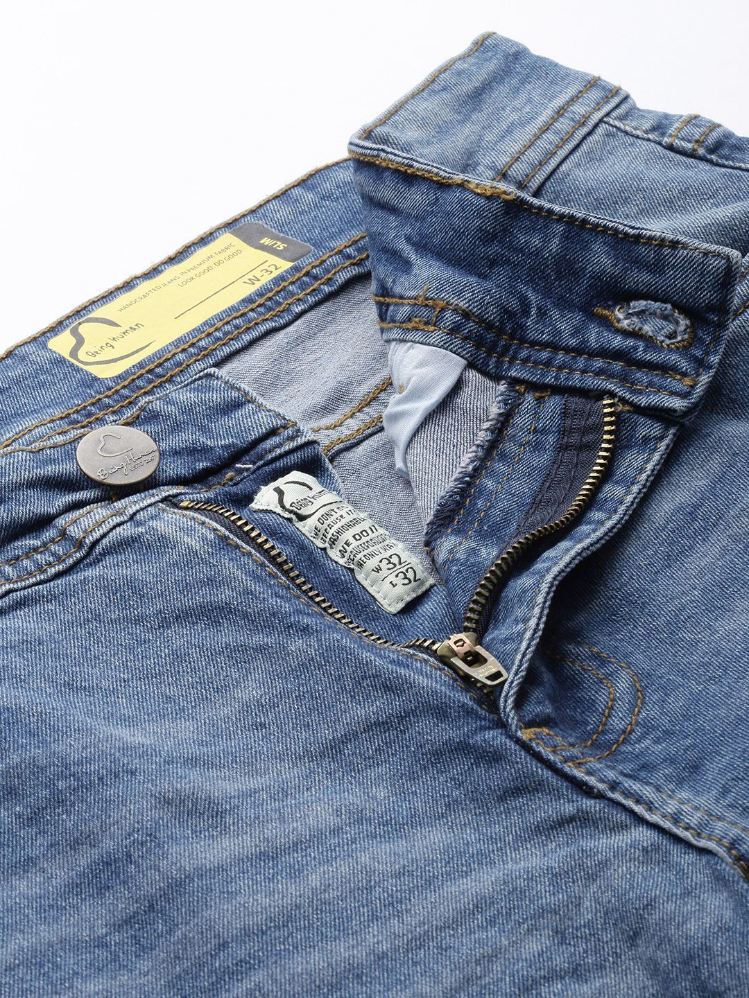 Being Human Men Slim Fit Low Distress Light Fade Stretchable Jeans