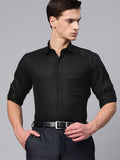 DENNISON Men Black Twill Weave Cotton Smart Slim Fit Solid Formal Shirt