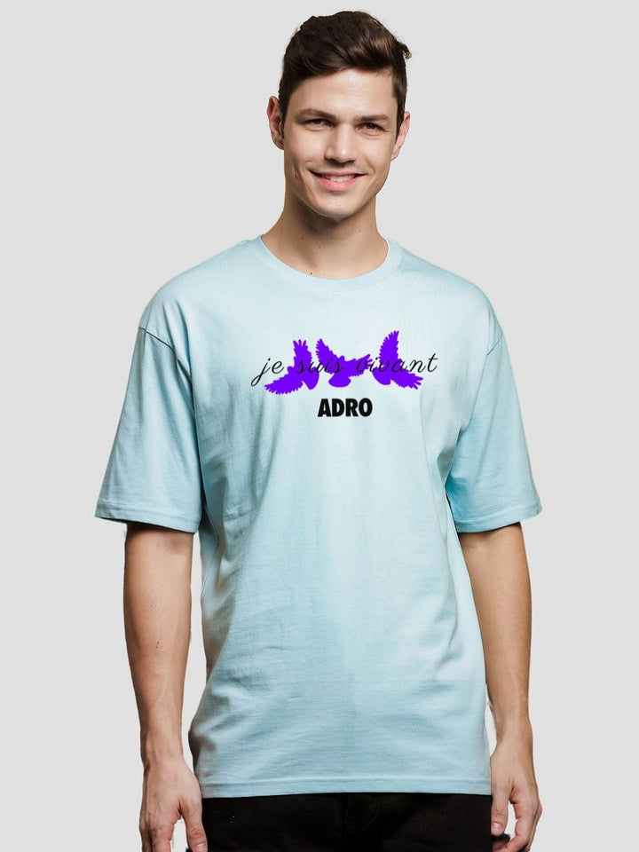 ADRO Men Printed Raw Edge T-shirt