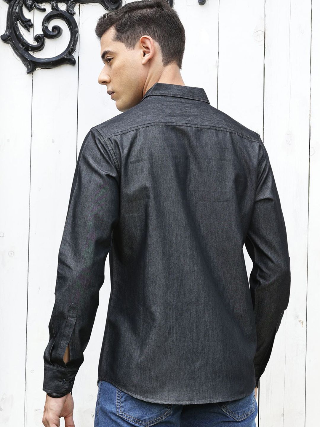 Thomas Scott Men Solid Cotton Smart Slim Fit Opaque Casual Shirt