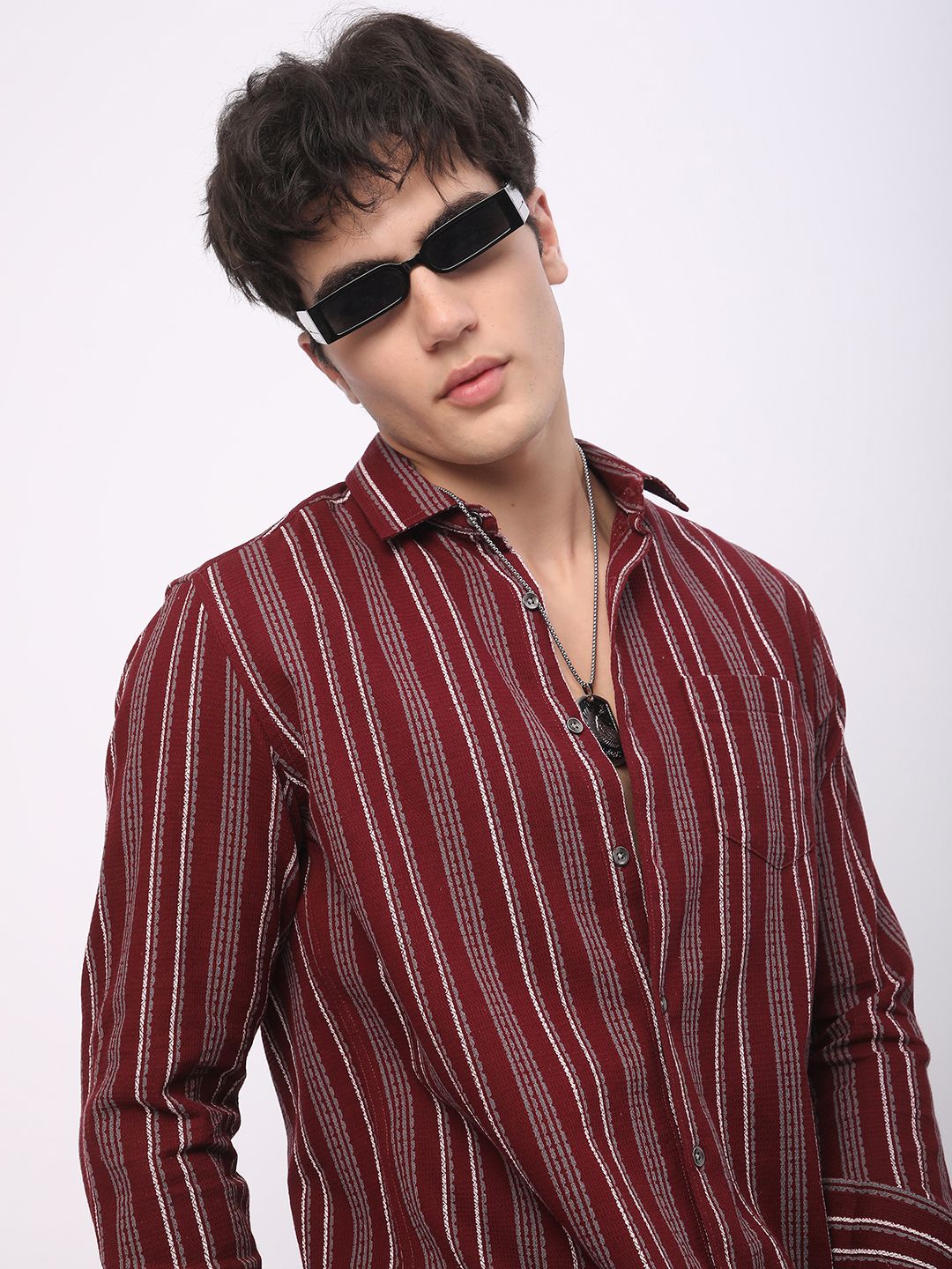 VASTRADO Men Classic Slim Fit Opaque Striped Casual Shirt