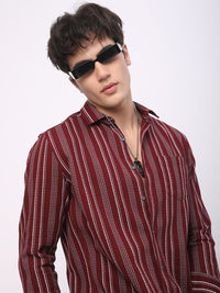VASTRADO Men Classic Slim Fit Opaque Striped Casual Shirt