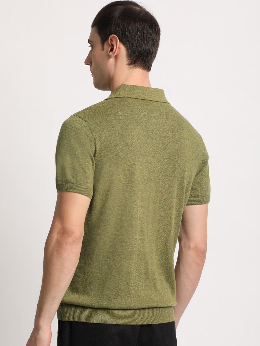 THE BEAR HOUSE Men Solid Regular Fit Cotton Polo Collar T-Shirt
