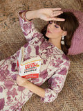 Indo Era Floral Printed Round Neck Straight Kurta