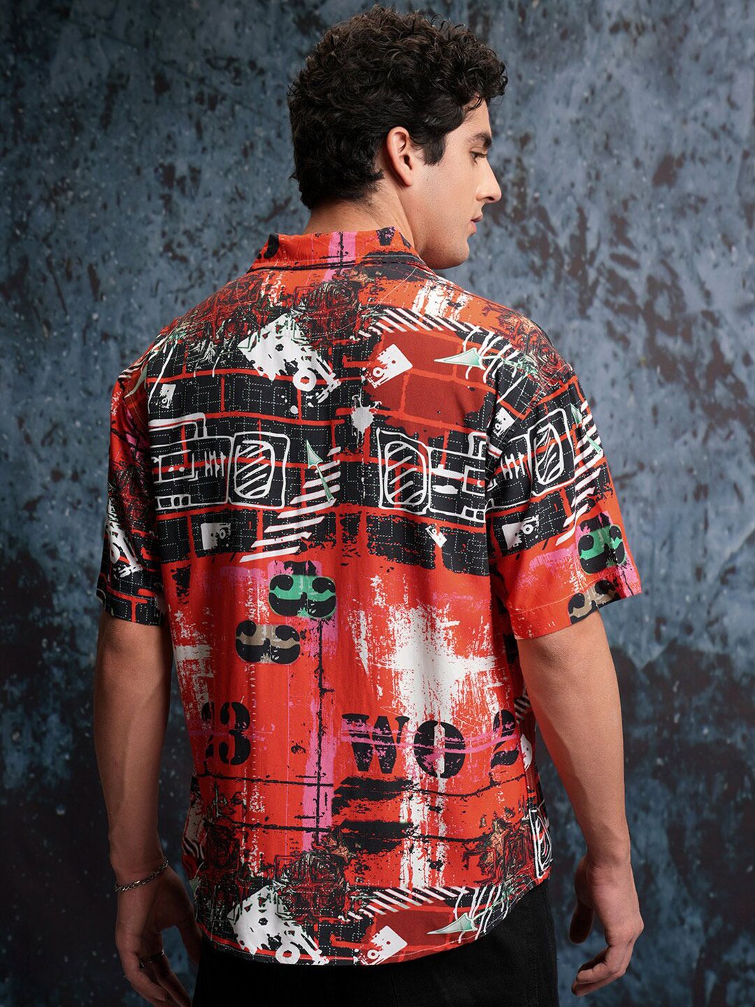 LOCOMOTIVE Premium Abstract Printed Oversized Casual Shirt