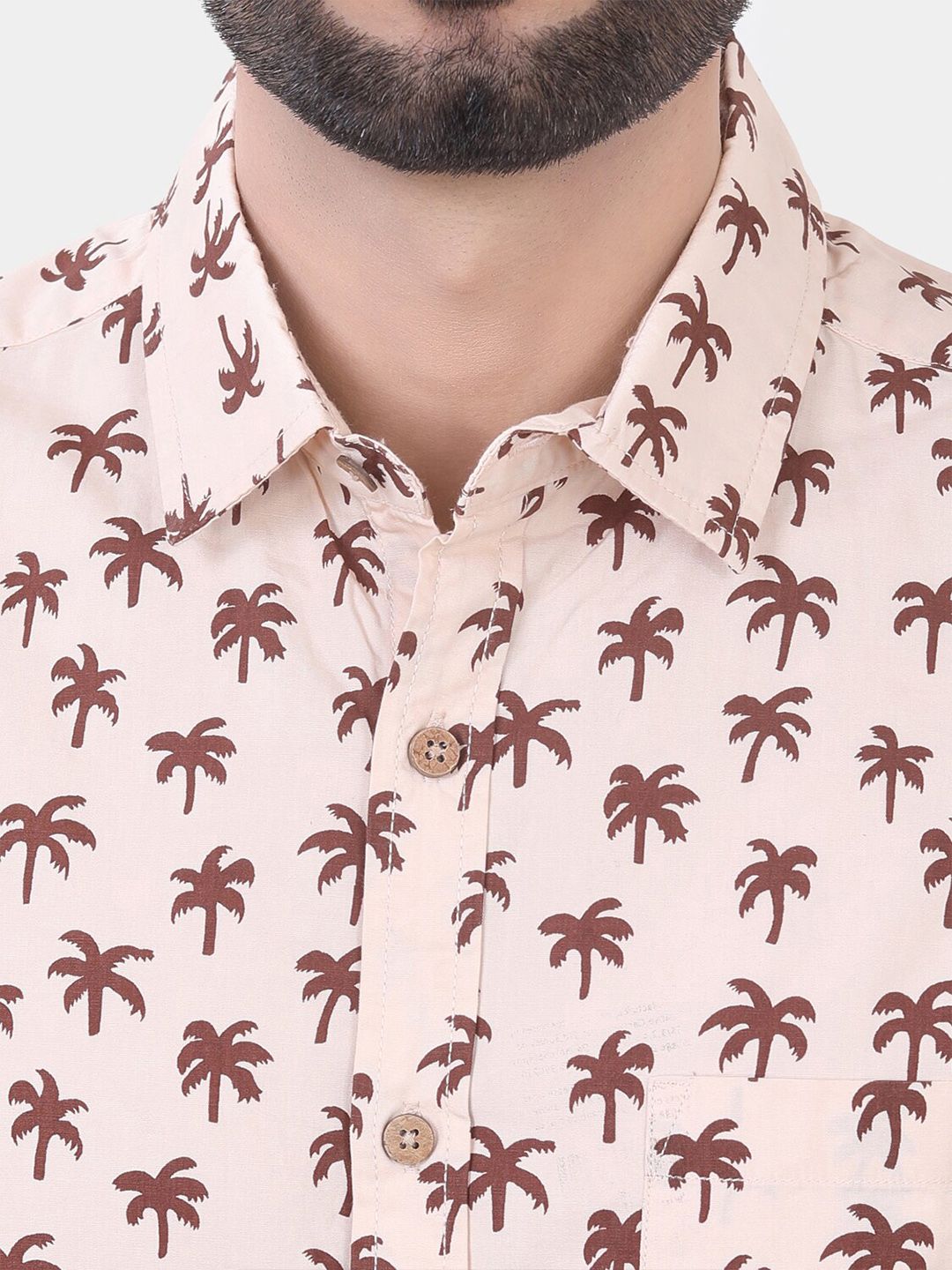 VASTRADO Classic Printed Spread Collar Long Sleeves Slim Fit Casual Shirt