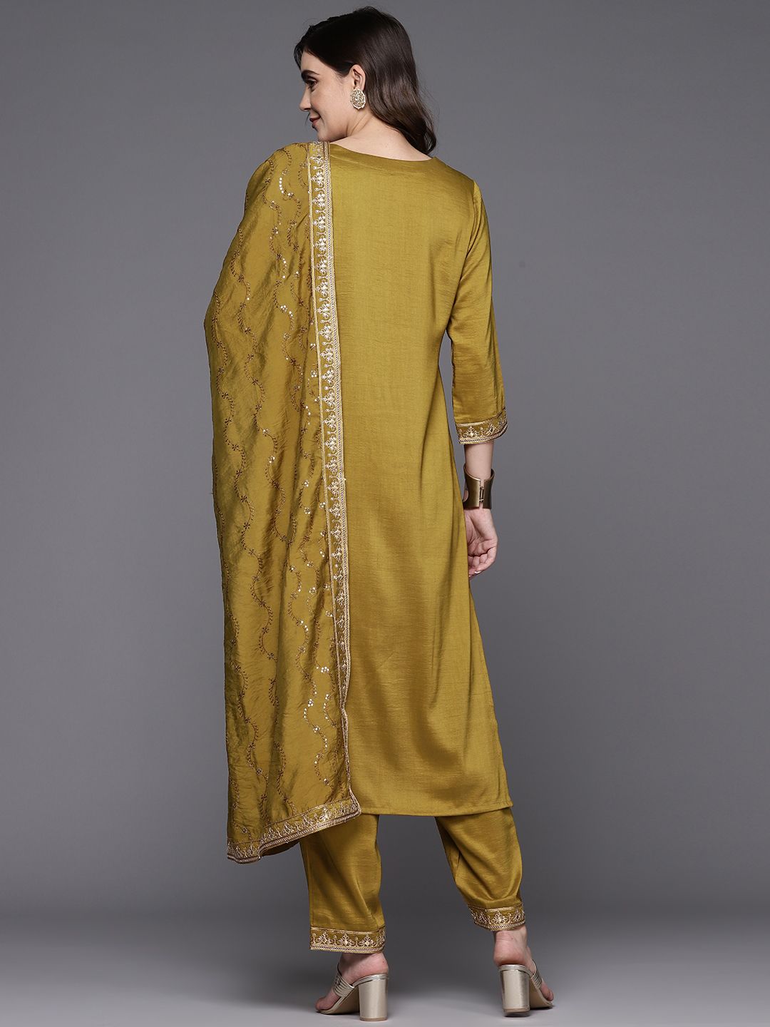 Indo Era Women Ethnic Motifs Embroidered Regular Sequinned Kurta with Trousers & Dupatta
