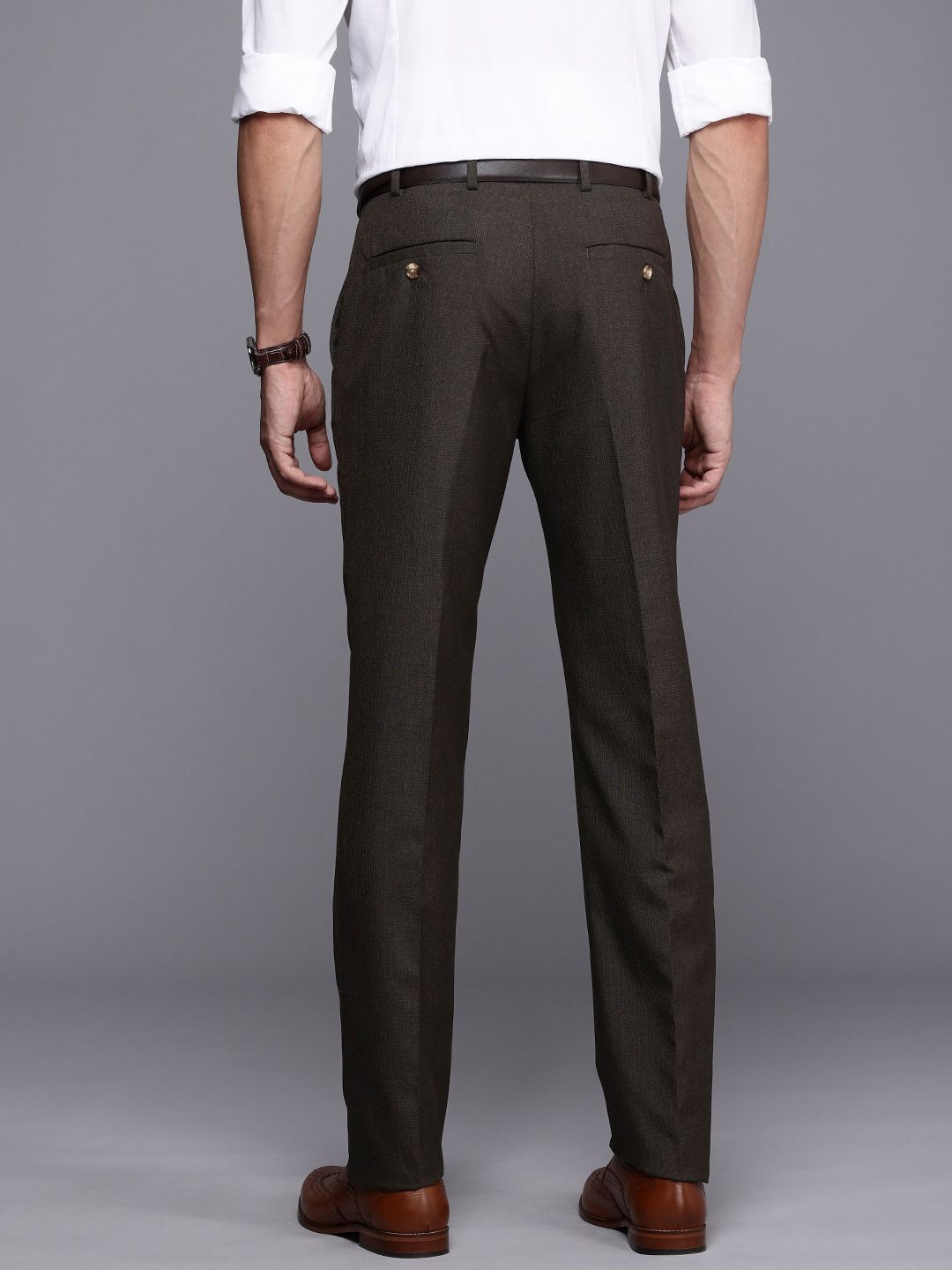 Raymond Men Textured Slim Fit Formal Trousers