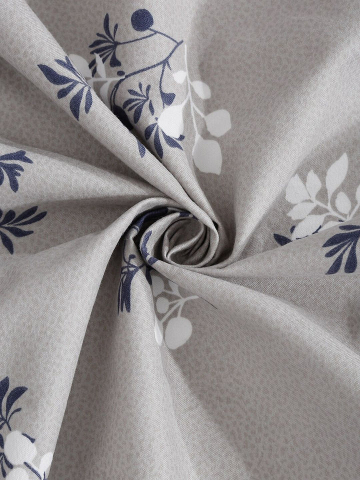 KLOTTHE Grey Floral Polycotton 300 TC Single Cadar Halus dengan Sarung Bantal-87 x 59 inci