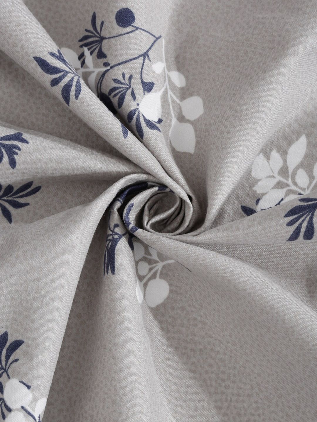 KLOTTHE Grey Floral Polycotton 300 TC Single Cadar Halus dengan Sarung Bantal-87 x 59 inci