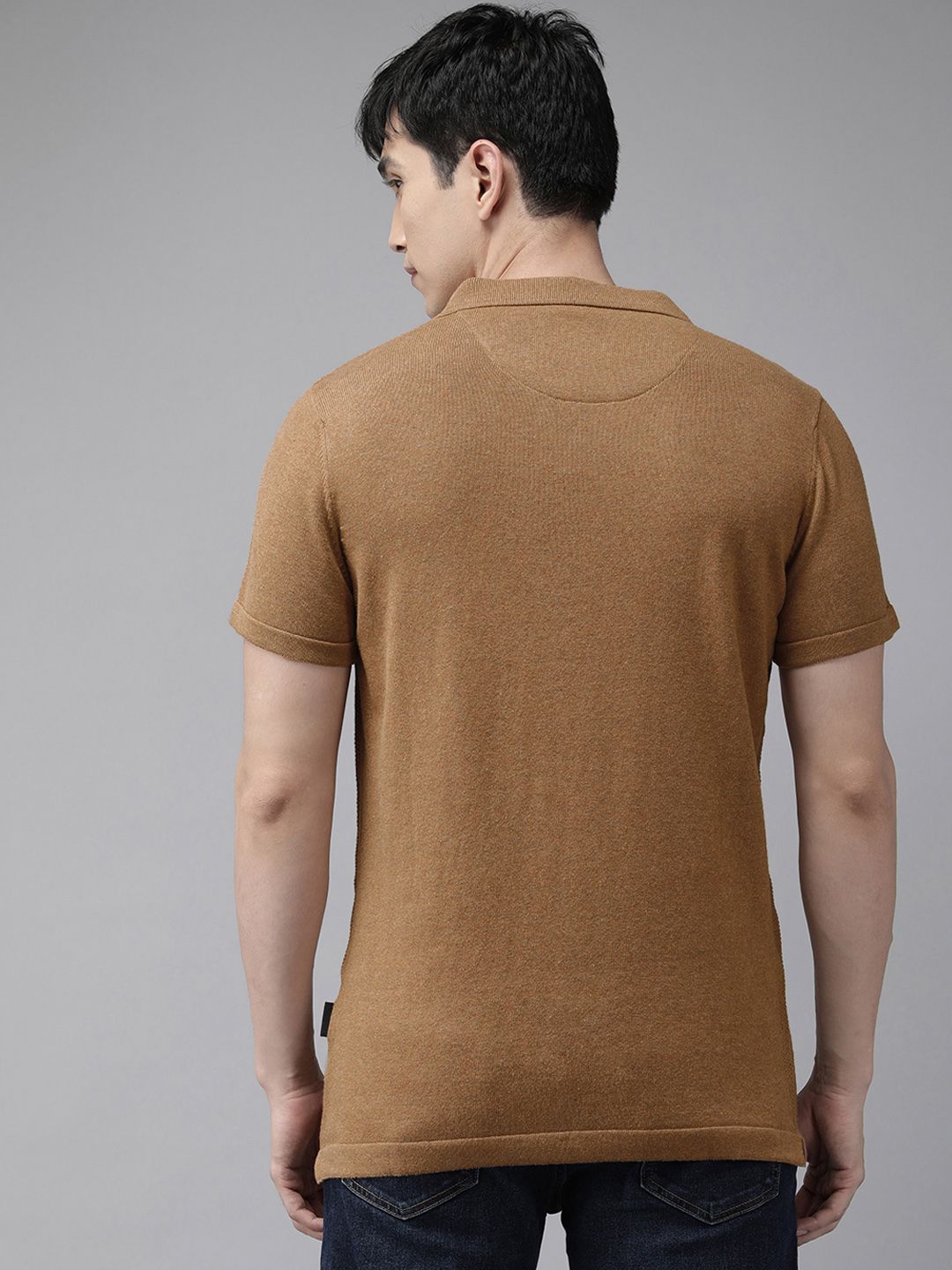 THE BEAR HOUSE Ardor Edition Men Brown Polo Collar Slim Fit T-shirt