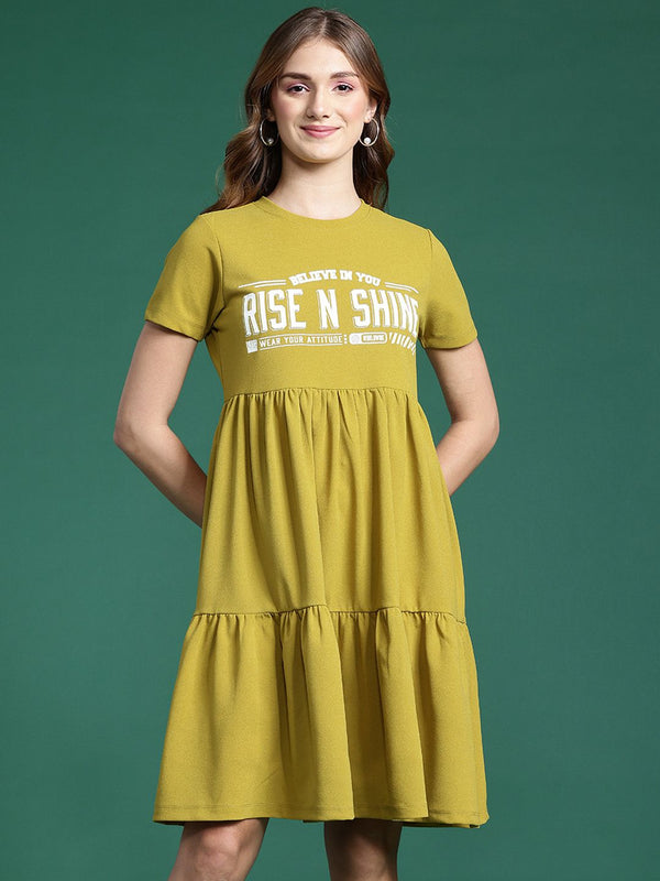 DressBerry Typography Print Fit & Flare Dress