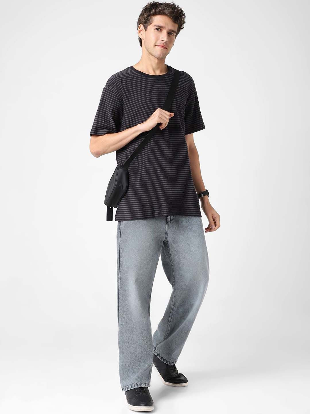 Urbano Fashion Men's Loose Baggy Fit Washed Jeans Non-Stretchable