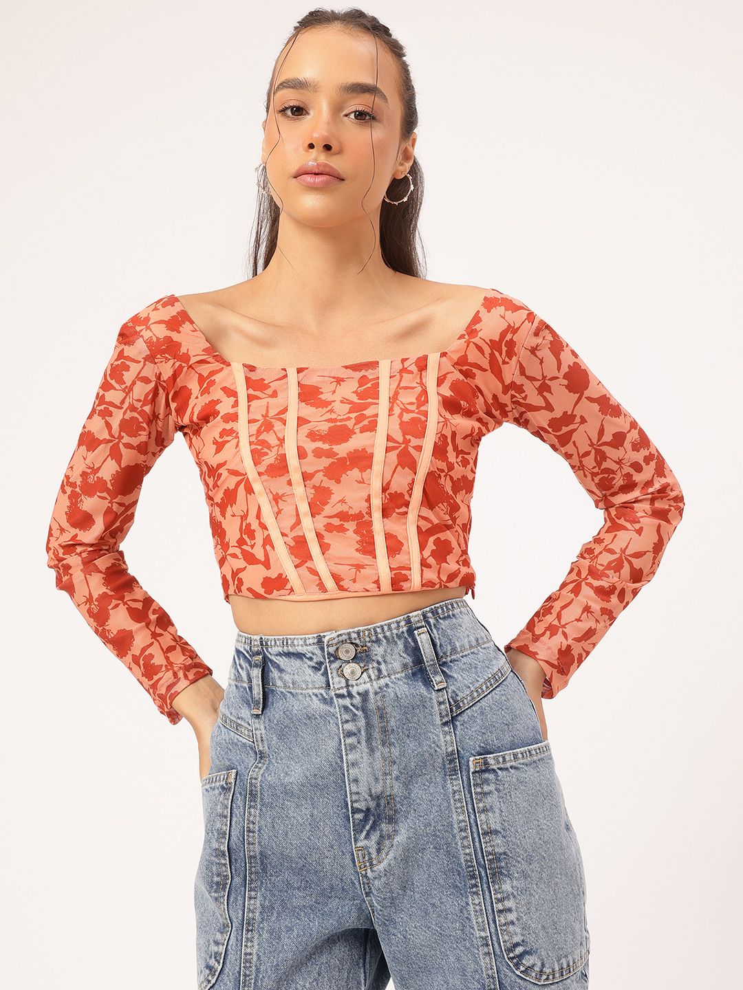 DressBerry Abstract Art Corset Style Crop Top