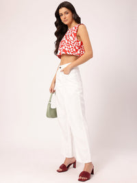DressBerry Blush & Bold Printed Side Bows Crop Top