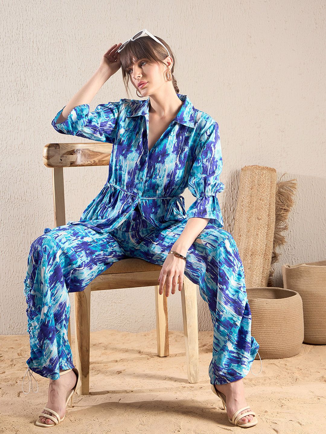 SASSAFRAS Abstract Printed Shirt & Trouser Co-Ord Set