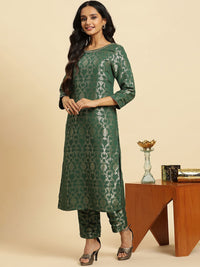 W Women Floral Woven Designed Straight Kurta