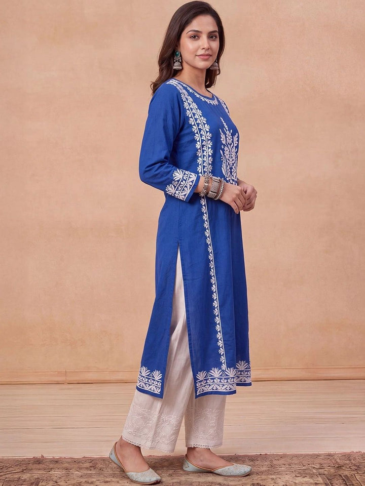 Kurta Sulam Benang Sulam Wanita Rumah Chikankari