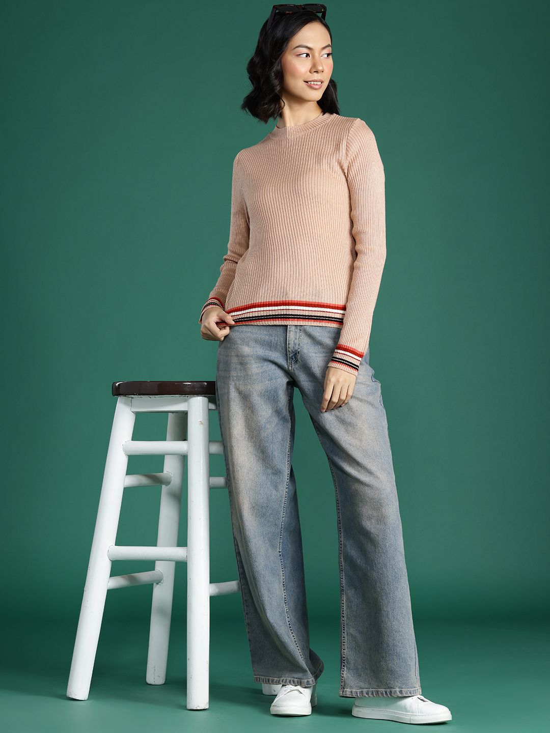 DressBerry Women Ribbed Acrylic Pullover