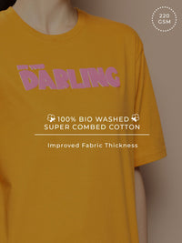 Difference of Opinion Women Typography Printed Embossed Oversized T-shirt