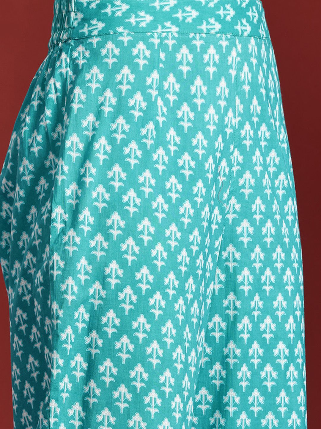 Anouk Printed Pleated Kurta with Trousers & Dupatta