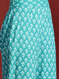 Anouk Printed Pleated Kurta with Trousers & Dupatta