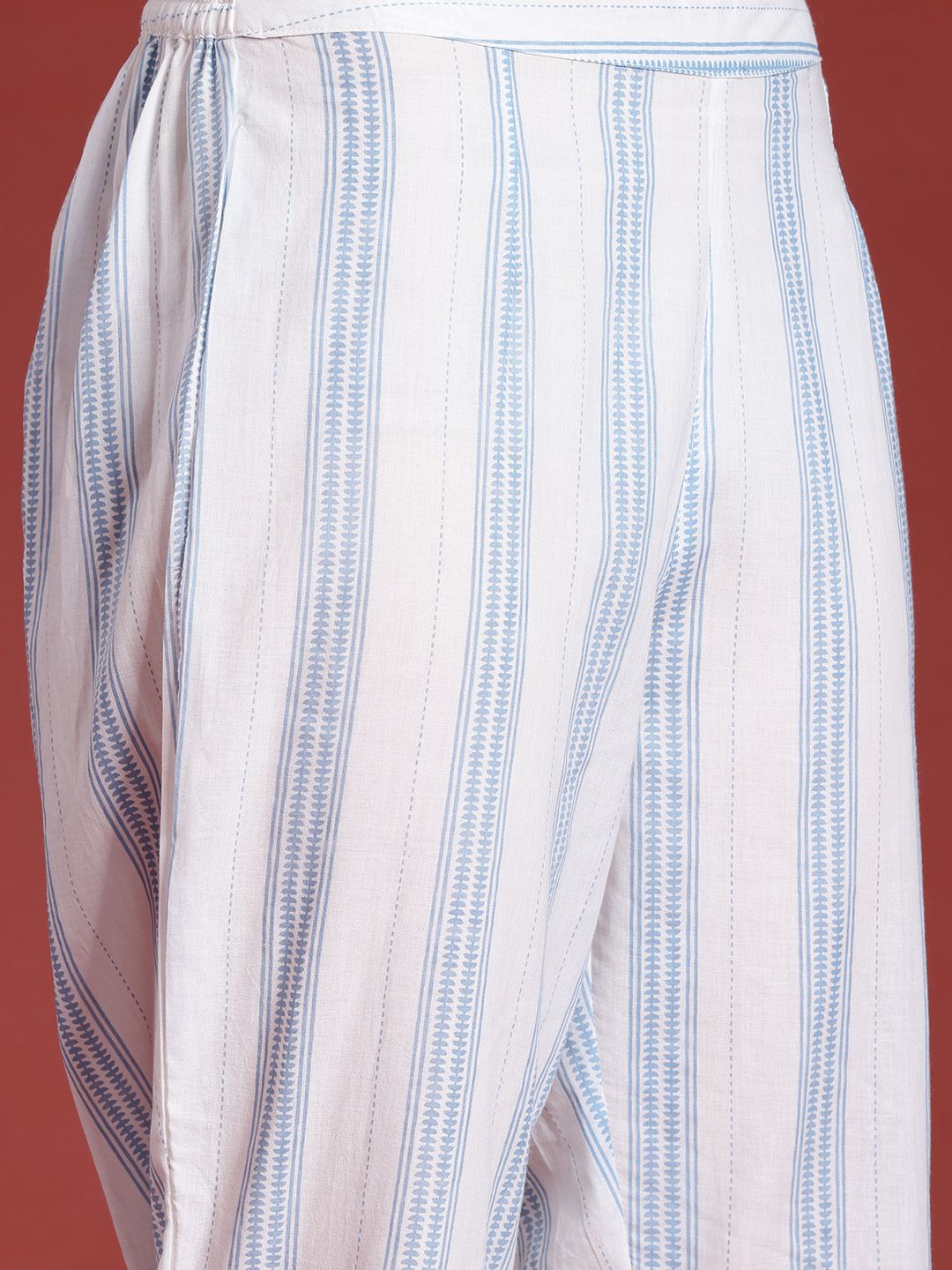 Anouk Floral Printed Regular Cotton Kurta with Trousers & With Dupatta
