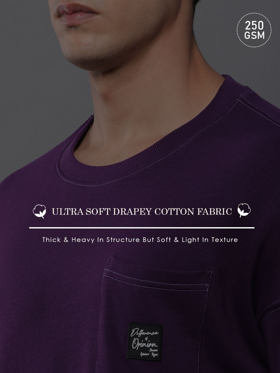 Difference of Opinion Men Oversized Drop Shoulder Ultra Soft Drapey Cotton T-Shirt