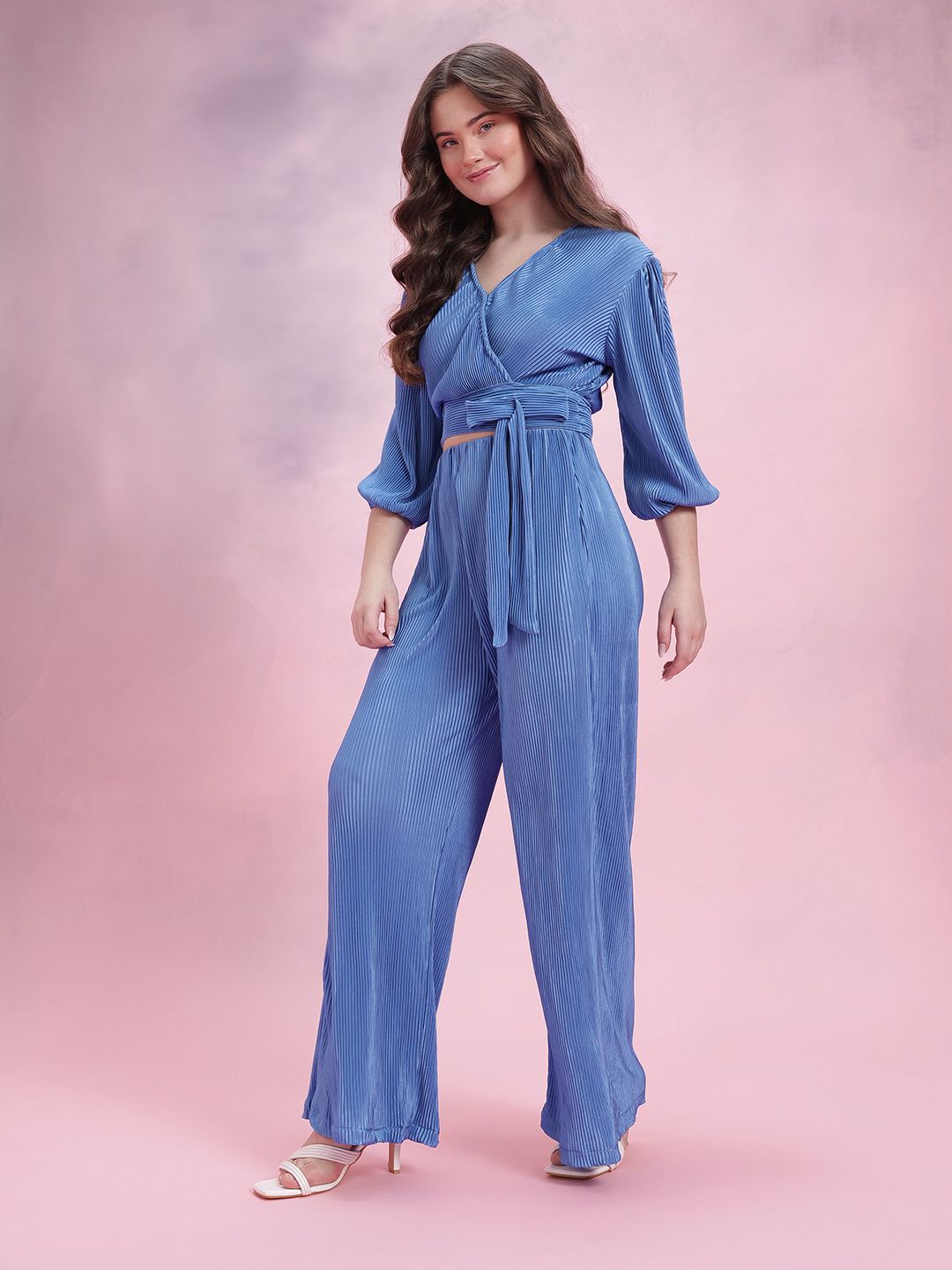 DressBerry Solid Accordion Pleats Co-Ords
